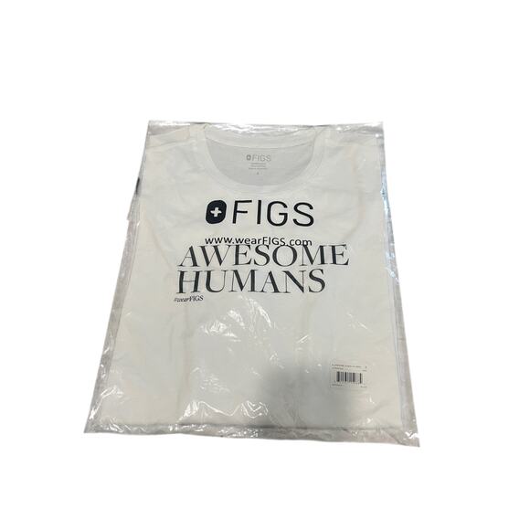 NWT Figs White Awesome Human Long Sleeve Crew Underscrub S - Picture 4 of 5